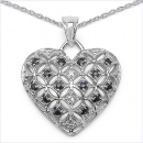 Collier m.Herz-Anhänger WhiteTopas/Blue Saphir-0,80 Karat in Silber