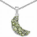 Collier/Kette mit Peridot-Anhänger Mondsichel-925 Silber-Rhodiniert-1,60 Karat