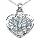 Collier/Kette mit Blautopas-Herz-Anhänger 0,78 Karat