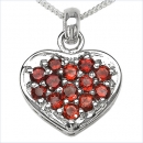 Collier/Kette Granat-Herz-Anhänger 0,78 Karat in Silber