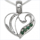 Collier/Kette m.Smaragd-Herz Anhänger 925-Silber Rhod.