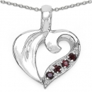 Collier/Kette m.Granat-Herz Anhänger 925-Silber Rhodiniert