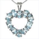 Collier/Kette Herz-Anhänger-Blautopas 925 Silber/Rhodin.-6,50 Karat