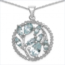 Collier/Kette Aquamarin/Blautopas 925 Silber-Rhodiniert