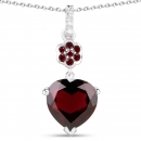 Collier/Kette mit Granat/Weißtopas-Herz-Anhänger 3,68 Karat