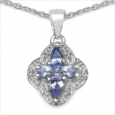 Collier/Halskette mit Tansanit/Weißtopas-Anhänger-0,67 Karat