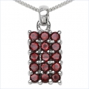 Collier/Kette mit Granat-Anhänger-Silber-Rhodiniert-1,20 Karat