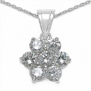 Collier/Halskette 925-Sterling Silber mit Blume/Blüte-Anhänger/Zirkonia 4,20 Karat