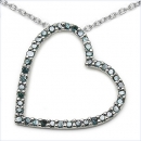 Collier/Herz-Anhänger mit 40 seltenen blauen Diamanten/Brillianten