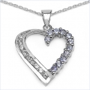 Collier/Kette-Anhänger Tansanit/Zirkonia-925 Silber-Rhodiniert
