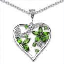 Collier/Halskette Herz-Anhänger-Chromdiopsid-Zirkonia 1,64 Karat