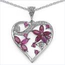 Collier/Halskette Herz-Anhänger-Rubin-Zirkonia 1,95 Karat