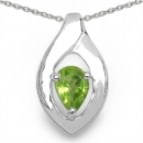 Edles Collier/Kette mit grünem Peridot-Anhänger -0,40 Karat