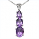 Collier/Kette Anhänger m.3 Amethysten-925 Silber-Rhod.-2,50 Karat