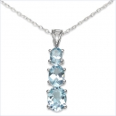 Collier/Kette Anhänger m.3 Blautopas-925 Silber-Rhod.-3,25 Karat