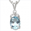 Collier/Kette Anhänger Blautopas/Weißtopas-Silber-Rhod.-3,61Karat