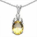 Collier/Kette Anhänger Citrin/Sonnenstein-Weißtopas-Silber-Rhodiniert 2,86 Karat