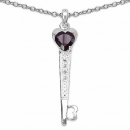 Collier/Kette mit Granat/Zirkonia-Schlüssel-Anhänger-Silber/Rhodiniert-2,49Karat