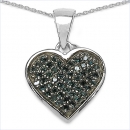 Collier/Kette mit filigranen Herz-Anhänger 47 seltene blaue und weiße Diamanten