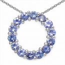 Collier/Halskette mit Tansanit-Anhänger-14 Edelsteine-1,40 Karat