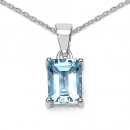 Collier/Kette mit Rechteck-Anhänger-Blautopas 925 Silber 1,85 Karat
