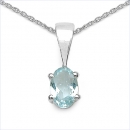 Collier/Kette mit ovalen Blautopas-Anhänger 925 Silber/Rhodiniert-0,65 Karat