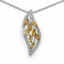 Collier/Kette Citrin (Sonnenstein)-Blatt-Anhänger Silber-1,20 Karat