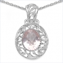 Collier/Kette mit großem Rosenquarz-Anhänger/Medaillion 4,15 Karat