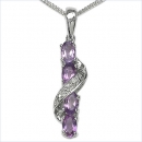 Collier/Kette mit Diamant/Amethyst-Anhänger 1,23 Karat