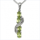 Collier/Kette mit Diamant/Peridot-Anhänger 1,09 Karat