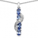 Collier/Kette mit Diamant/Tansanit-Anhänger 1,41 Karat