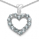 Collier/Kette Anhänger mit 14 Blautopas-925 Silber-Rhodiniert 1,00 Karat