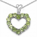 Collier/Kette Anhänger m.14 Peridot-925 Silber Rhodiniert