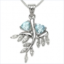 Designer-Kette mit Blau-u.Weiß-Topas-Anhänger-2,60 Karat