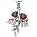 Designer-Kette m.Granat u.Weiß-Topas-Anhänger-Silber-2,80 Karat