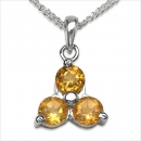 Collier/Halskette Citrin-Blume-Anhänger 925-Silber Rhod.-0,75 Karat