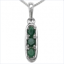 Collier/Kette Smaragd-Anhänger-925 Silber-Rhodiniert
