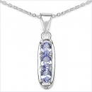 Collier/Kette Tansanit-Anhänger-925 Silber-Rhodiniert-0,51 Karat