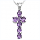 Collier/Kette Anhänger Amethyst-Kreuz-Silber 1,40 Karat