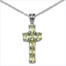 Collier/Kette Anhänger Peridot-Kreuz-Silber 0,80 Karat