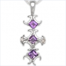 Collier/ Halskette mit Diamant/Amethyst-Anhänger in 925 Silber Rhodiniert