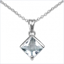 Collier/Kette mit Aquamarin-Anhänger 925 Silber/Rhodin.1,50K