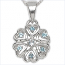 Collier/ Halskette mit 6Diamanten,1Blautopas im Herzen-Anhänger