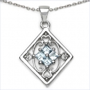 Collier/Kette mit Blautopas-Anhänger 925-Silber Rhodin.-0,72 Karat
