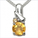 Collier/Kette Anhänger mit Citrin 925 Silber-Rhodiniert-0,52 Karat