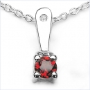 Collier/Kette-Anhänger Granat/Weißtopas-925 Silber-Rhod.0,20cts