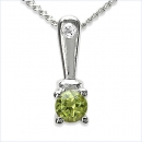 Collier/Kette-Anhänger mit Peridot/Zirkonia-925 Silber-0,16 Karat