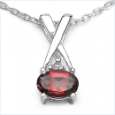Collier/Kette mit Diamant/Granat-Anhänger 925 Silber Rhodiniert