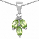 Collier/Halskette m.Peridot-Anhänger 925-Sterling-Silb.-0,81 Karat