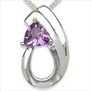Collier/Kette Anhänger m.Amethyst 925 Silber-Rhodiniert-0,45 Karat